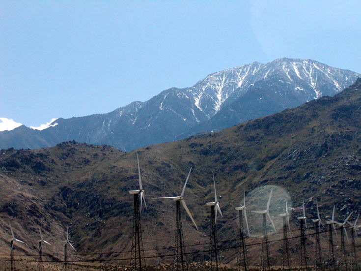Windmill Generators with San Jacinto Mt. in background.
