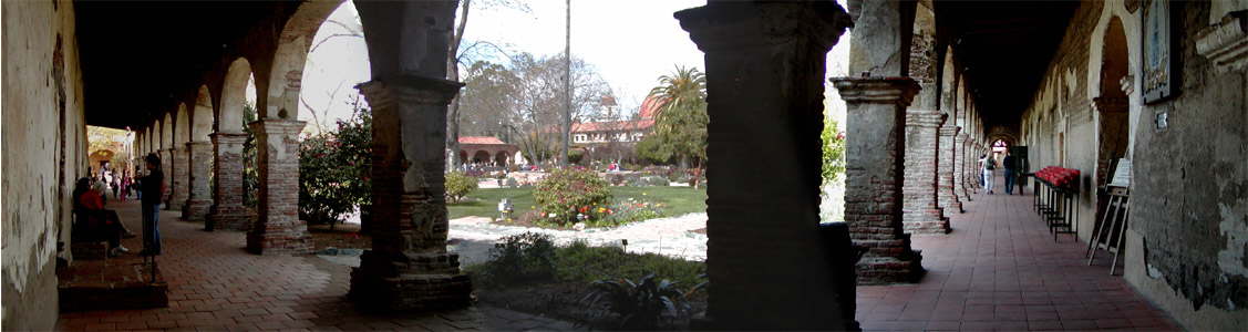 San Juan Capistrano Courtyard Arches 90 degree Panorama