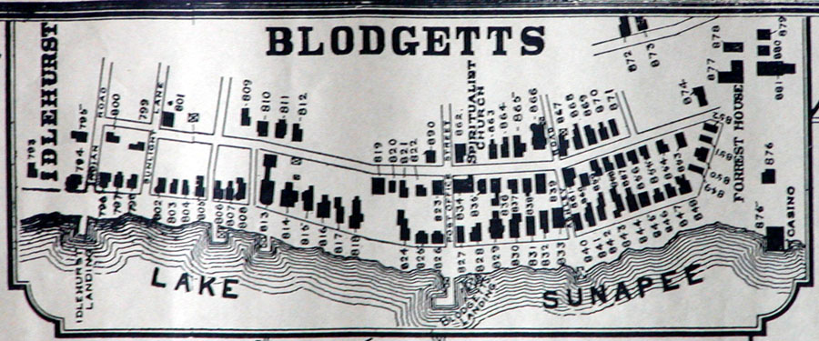a reproduction of a 1915 map of Blodgetts